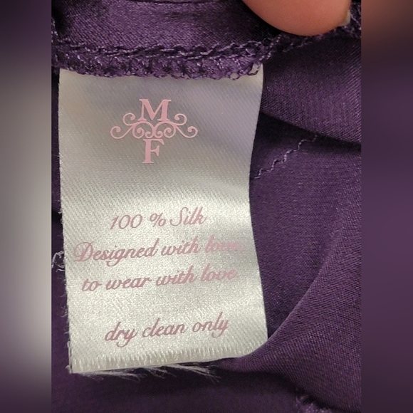 Michelle Farmer Silk Charmeuse Pants In Plum Size X-Small - Picture 15 of 16